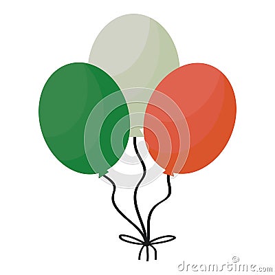 Three balloons in the colours of the Irish flag. Stock Photo