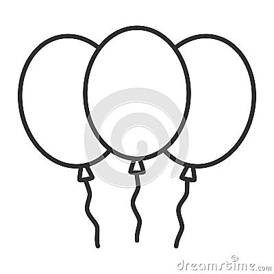 Three Balloons Outline Flat Icon on White Vector Illustration