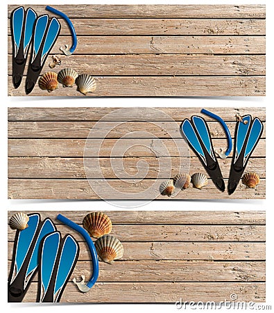 Three Beach Holidays Banners - N1 Stock Photo