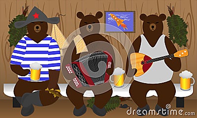 three bears are resting in the bath Stock Photo