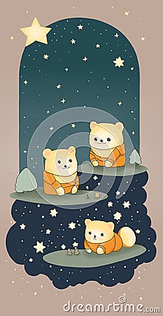 Three bears in the stars Stock Photo