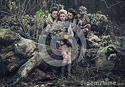 Three beautiful ladies Stock Photo