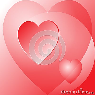 Three beautiful red hearts Vector Illustration