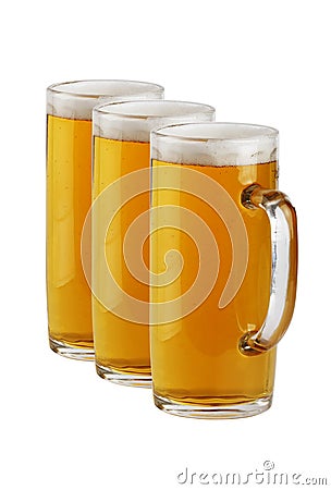 Three beer mugs Stock Photo