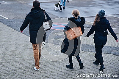 Three Berliners walking around the streets together unique photo Editorial Stock Photo
