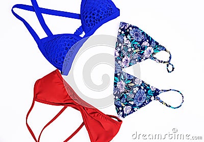 Three bikini on white background Stock Photo