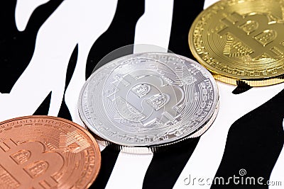 Three bitcoins Stock Photo