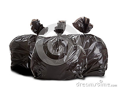 Three black rubbish bags Stock Photo