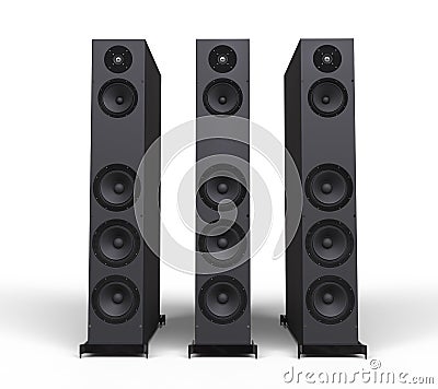 Three Black Speakers Stock Photo