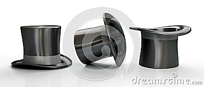 Three black top hats Stock Photo