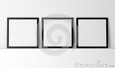 Three blank black photo frames Stock Photo