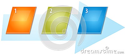 Three Blank business diagram slanted sequence illustration Cartoon Illustration