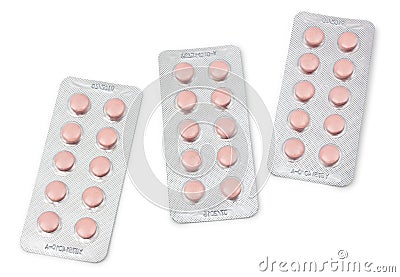 Three Blister Packets of Pills Stock Photo