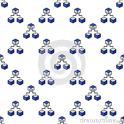 Three Blockchain Blocks vector blue seamless pattern Stock Photo