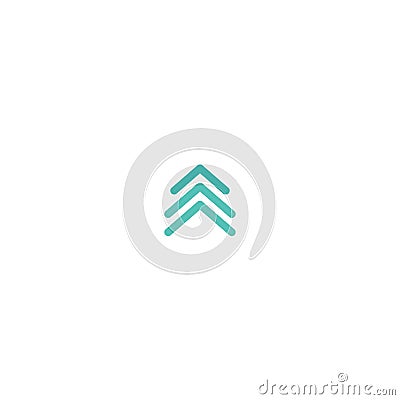 Three blue arrows up icon. swipe up button. Isolated on white. Upload icon Stock Photo