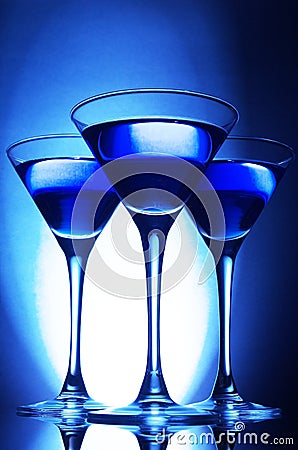 Three blue cocktails c Stock Photo