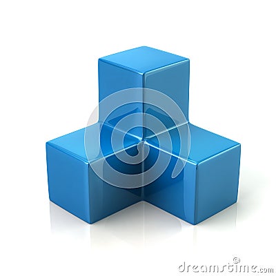 Three blue cubes icon Cartoon Illustration