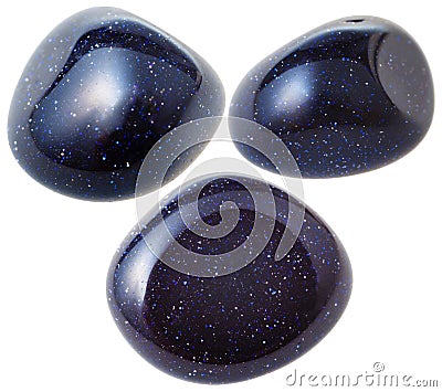 Three blue goldstones (synthetic Aventurine) gems Stock Photo