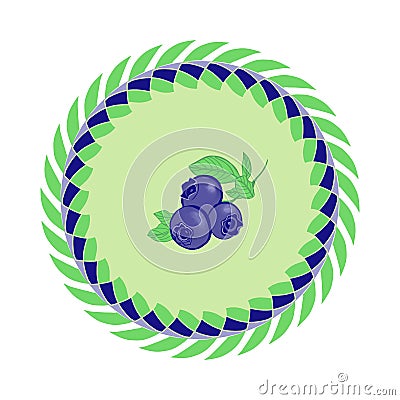 Three blueberries in a patterned circle Stock Photo