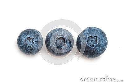 Three blueberry isolated on white Stock Photo