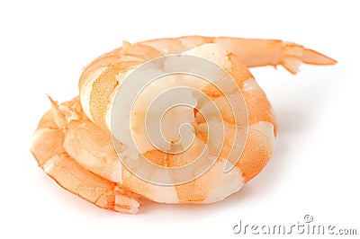 Three boiled shrimp Stock Photo