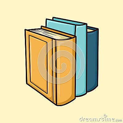 Three Books Standing in a Line Vector Cartoon Illustration Vector Illustration