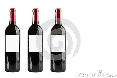 Three bottles of red wine Stock Photo