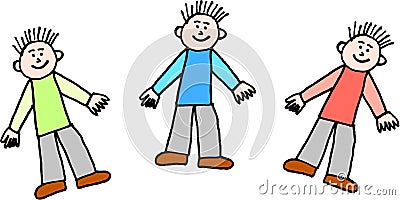 Three boys Cartoon Illustration