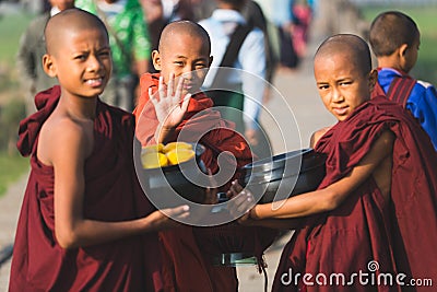 Three Boys Buddhist monks Editorial Stock Photo