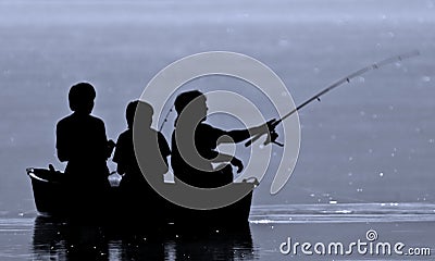 Three boys fishing Stock Photo