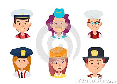 Concept of Six Children in Different Professions Vector Illustration