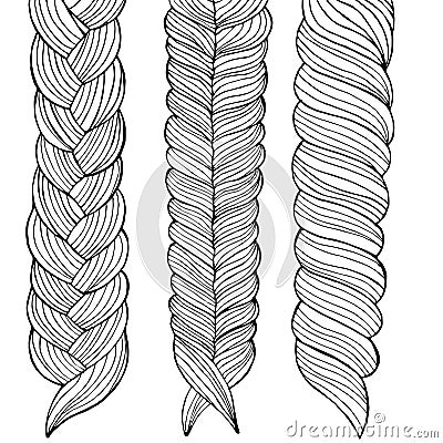 Three braids painted by hand, illustration Cartoon Illustration