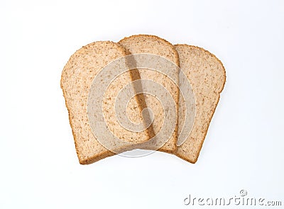 Three bread slices isolated on white background Stock Photo