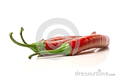 Three bright pungent red chilli Stock Photo