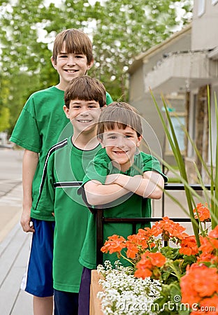 Three Brothers in Green Stock Photo