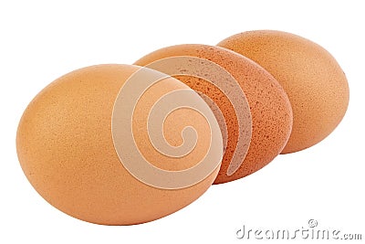 Three brown eggs Stock Photo