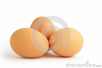 Three Brown Eggs Stock Photo