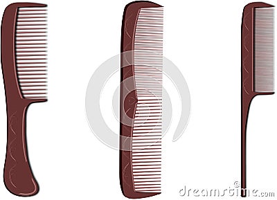 Three brown hairbrush Vector Illustration