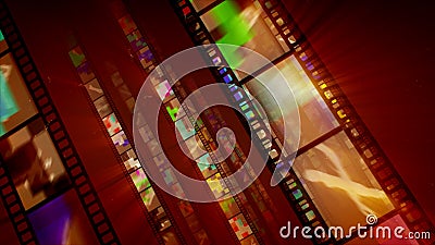 Three brown rows of retro film stripes Cartoon Illustration