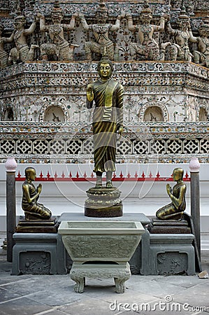 Three Buddhas in Wat Arun - Temple of Dawn Stock Photo