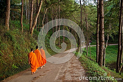 three buddhist monks Editorial Stock Photo