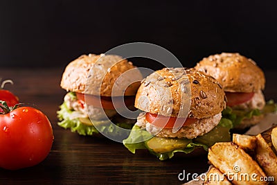 Three burgers Stock Photo