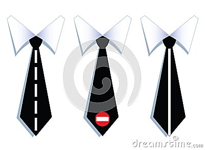Three businessman neck ties with road lines. Vector Illustration