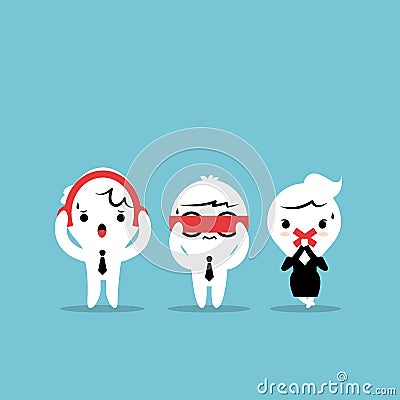 Three businessmen cartoon - Three wise monkeys. Se Vector Illustration