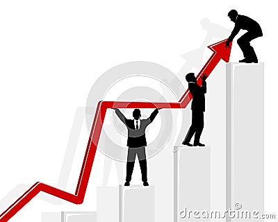 Three businessmen holding graph Vector Illustration