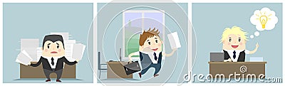 Three businessmen in office Vector Illustration