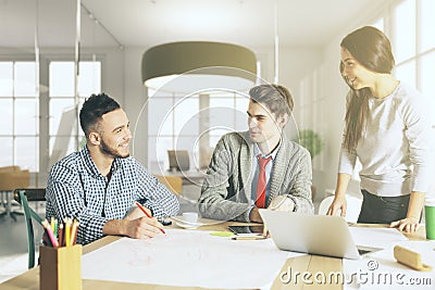 Three businessmen working Stock Photo