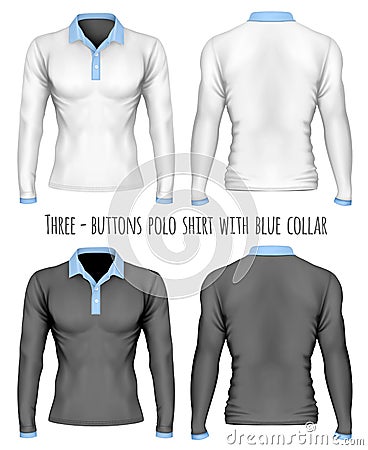 Three-button placket polo collar shirt Vector Illustration