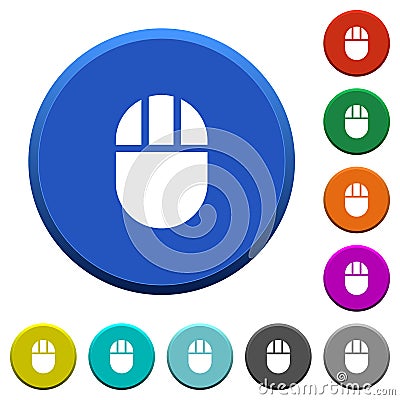 Three buttoned computer mouse beveled buttons Stock Photo