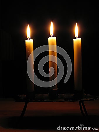 Three candles Stock Photo